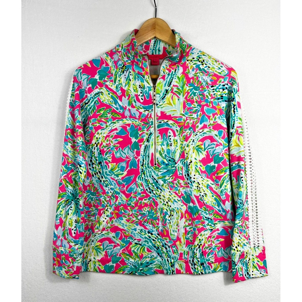 Lilly Pulitzer Womens XS Skipper Popover Jacket 1/2 Zip Cotton Blend 002164